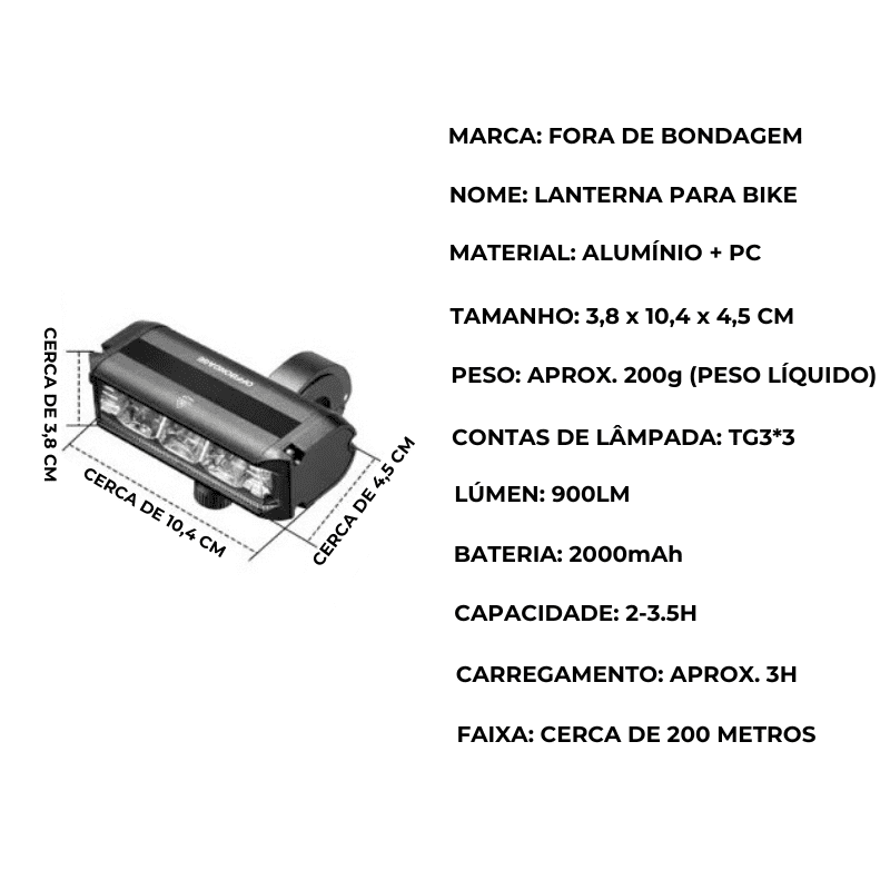 LANTERNA PARA BIKE A PROVA D'ÁGUA COM CARREGAMENTO USB - TRAZI SHOP