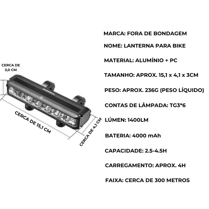 LANTERNA PARA BIKE A PROVA D'ÁGUA COM CARREGAMENTO USB - TRAZI SHOP