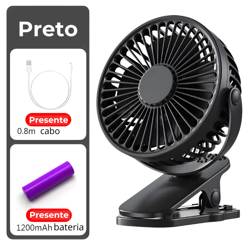 Mini Ventilador Portátil + Brinde (Cabo & Bateria)