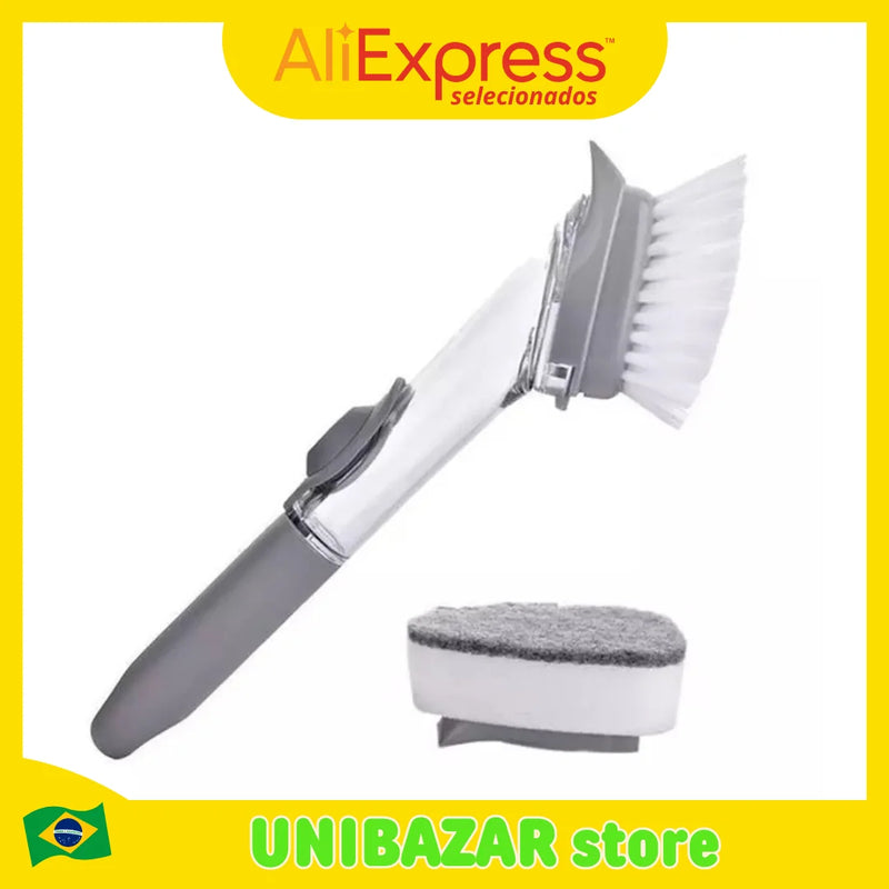 2 in 1 Cleaning Brush, 2 in 1, Long Handle, with Removable Sponge Dispenser Rechargeable Liquid Cleaning Brush, Puri